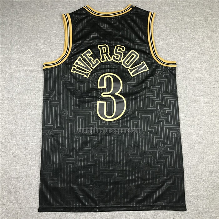 Camiseta Philadelphia 76ers Allen Iverson NO 3 Retro 2020 Chinese New Year Negro